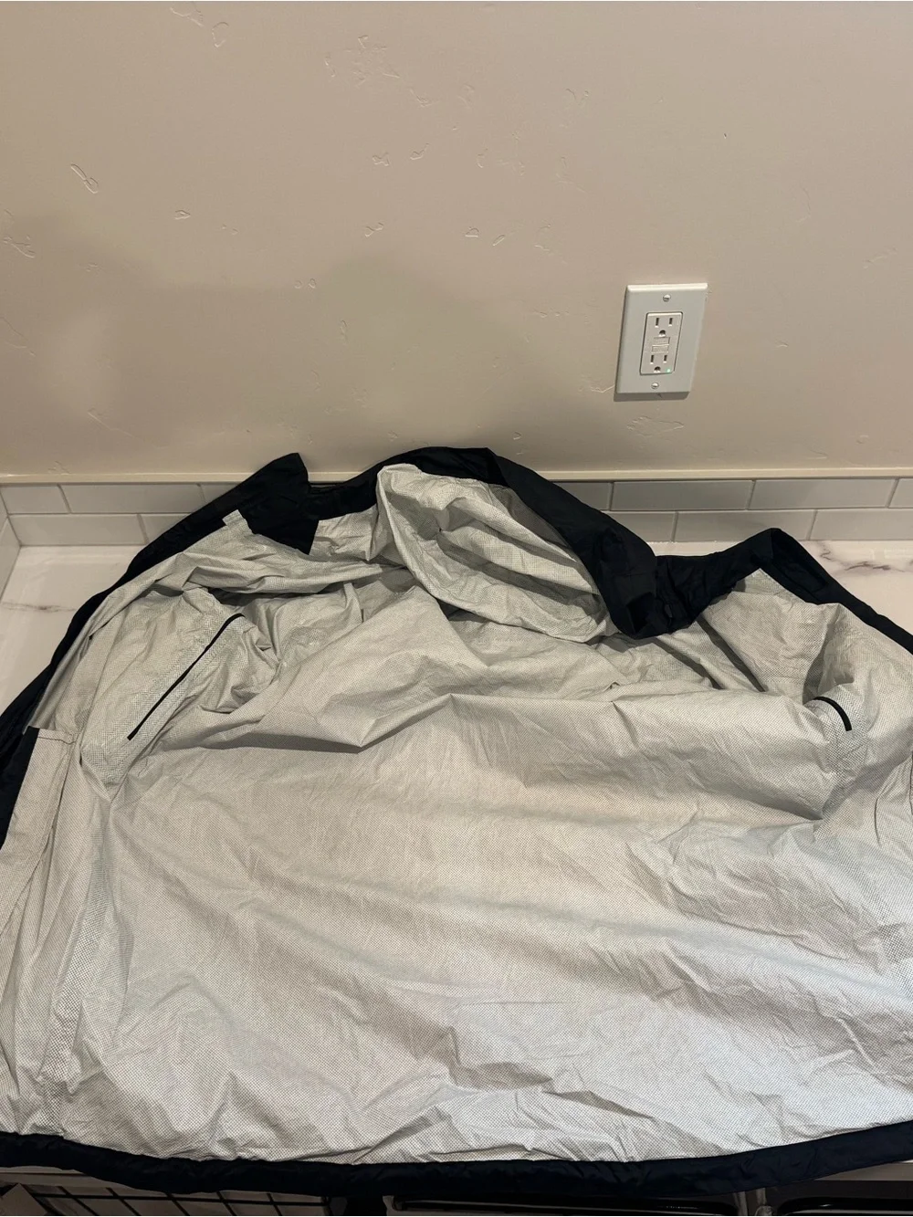 The North Face Black and White Patterned Packable Jacket